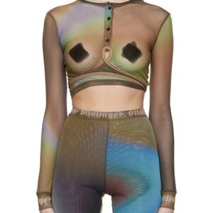 Ottolinger Multicolor Sheer Mesh Wrap Top Size Small